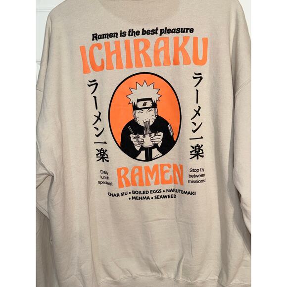 Naruto Ichi Raku Ramen Cream Hoodie Sweatshirt, Unisex Size 2XL - Picture 4 of 5